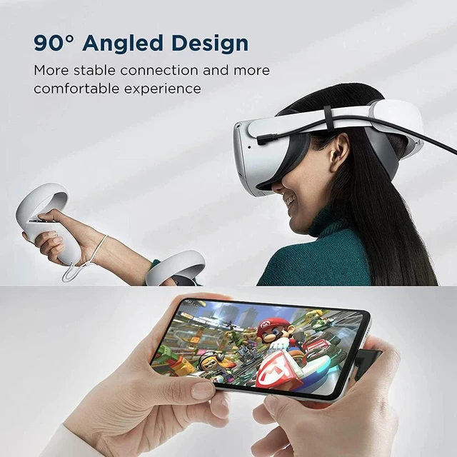 Alt view image 6 of 7 - Link Cable for Oculus Quest 1/2/3 Charging Data Transfer USB Type-C 10 Ft 3M
