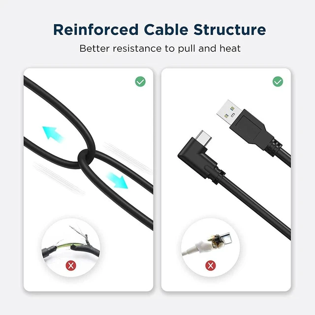 Alt view image 7 of 7 - Link Cable for Oculus Quest 1/2/3 Charging Data Transfer USB Type-C 10 Ft 3M
