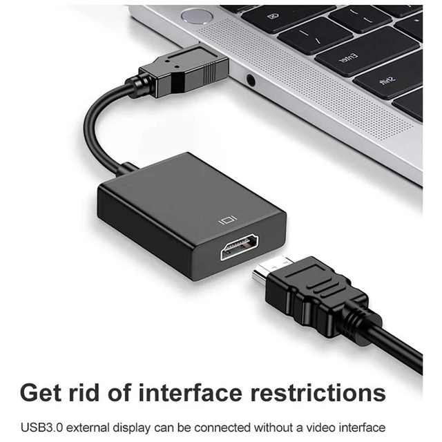 Alt view image 3 of 4 - USB 3.0 / 2.0 to HDMI HDTV Adapter Cable External Graphics Card PC to TV W Audio