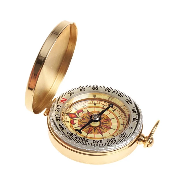 Alt view image 5 of 7 - Compass Pocket Brass Watch Style Military Army Outdoor Camping Hiking Tool