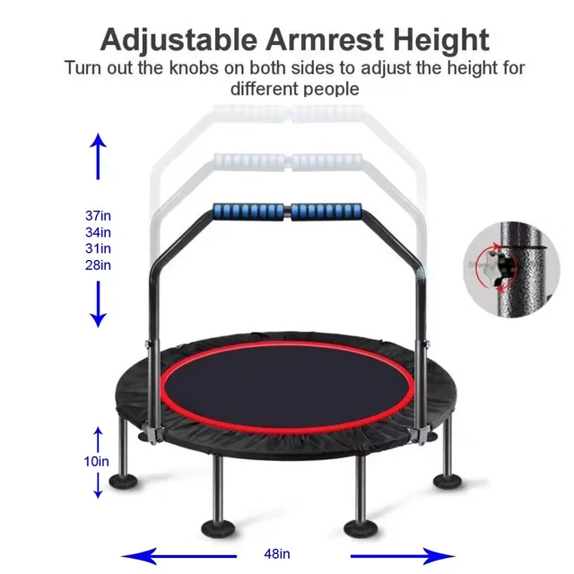 Alt view image 2 of 7 - Trampoline 48 Inch Indoor Outdoor Home Fitness Exercise Foldable Rebounder