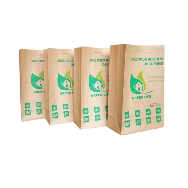 Alt view image 6 of 6 - Compostable Bags for Kitchen Food Waste Biodegradable Kraft Paper 300 Bags