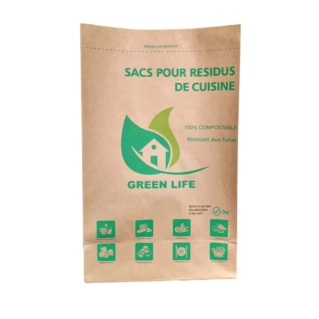 Alt view image 3 of 6 - Compostable Bags for Kitchen Food Waste Biodegradable Kraft Paper 300 Bags