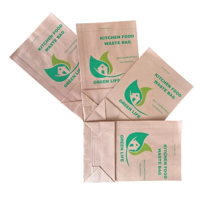 Alt view image 4 of 6 - Compostable Bags for Kitchen Food Waste Biodegradable Kraft Paper 300 Bags