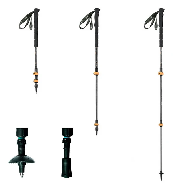 Alt view image 3 of 7 - Trekking Pole Adjustable Hiking Stick Collapsible Walking Cane Carbon Fiber