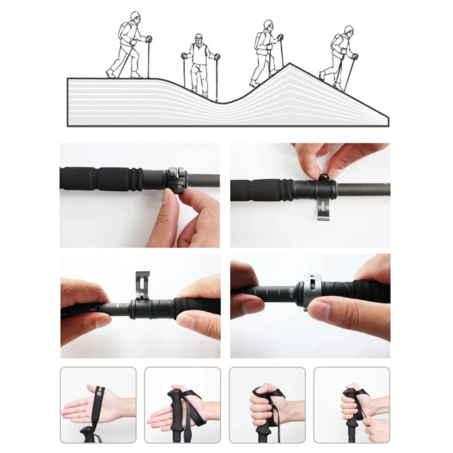 Alt view image 7 of 7 - Trekking Pole Adjustable Hiking Stick Collapsible Walking Cane Carbon Fiber
