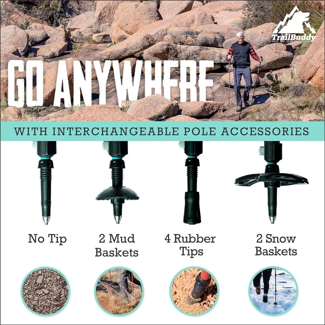 Alt view image 2 of 7 - Trekking Pole Adjustable Hiking Stick Collapsible Walking Cane Carbon Fiber