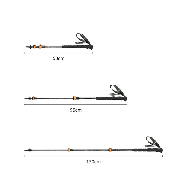 Alt view image 4 of 7 - Trekking Pole Adjustable Hiking Stick Collapsible Walking Cane Carbon Fiber