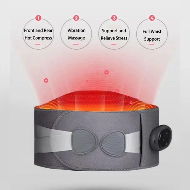 Alt view image 6 of 7 - Heating Back Belt Waist Heat Pad Vibration Massage Back Pain Relief