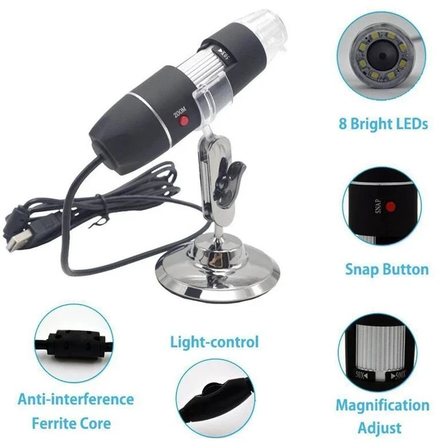 Alt view image 2 of 7 - High Quality 50-500X 8 LED USB Digital Microscope Endoscope Magnifier Scope