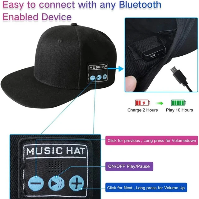 Alt view image 6 of 7 - Wireless Bluetooth Music Hat Headset Headphone Speaker Mic For Outdoor Sport