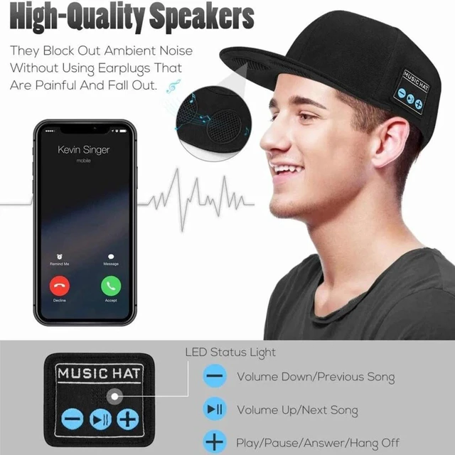 Alt view image 3 of 7 - Wireless Bluetooth Music Hat Headset Headphone Speaker Mic For Outdoor Sport