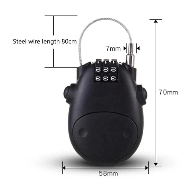 Alt view image 5 of 6 - Helmet Lock Cable Bike Password Lock Telescopic Wire Rope