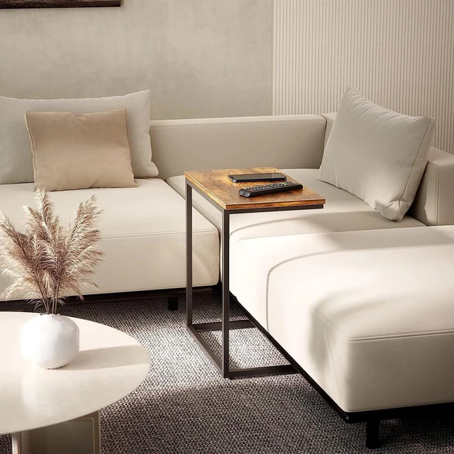 Alt view image 5 of 5 - Coffee Table Sofa Side End Table Living Room Bedside Tea Couch C Sharp Metal