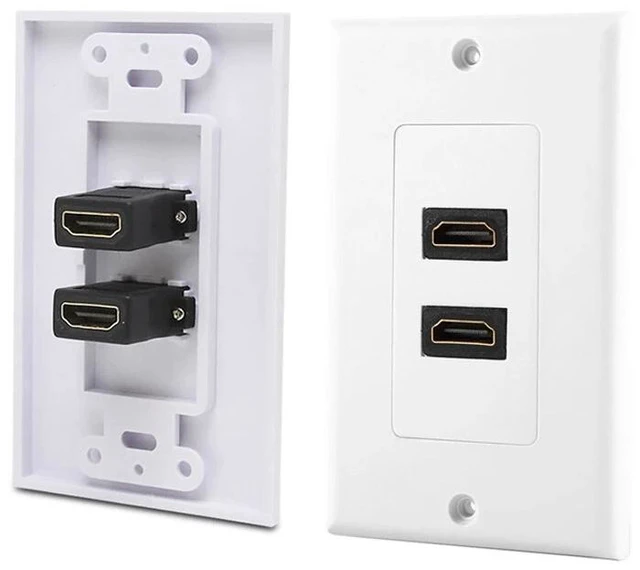 Main image of 2 Port HDMI 1.4 A Female Wall Face Plate Panel Coupler Outlet Extender Socket