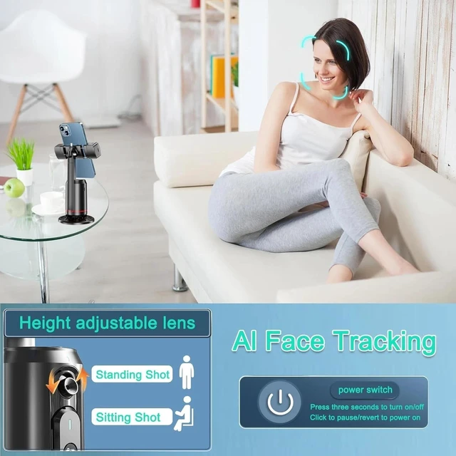 Alt view image 4 of 6 - Auto Face Tracking Tripod 360° Rotating Auto Tracking Phone Stand, No App, Gestu