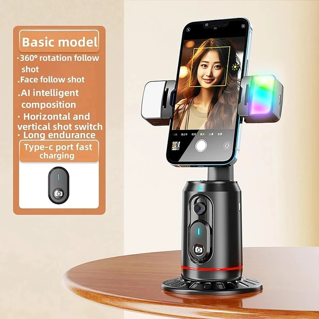 Alt view image 6 of 6 - Auto Face Tracking Tripod 360° Rotating Auto Tracking Phone Stand, No App, Gestu