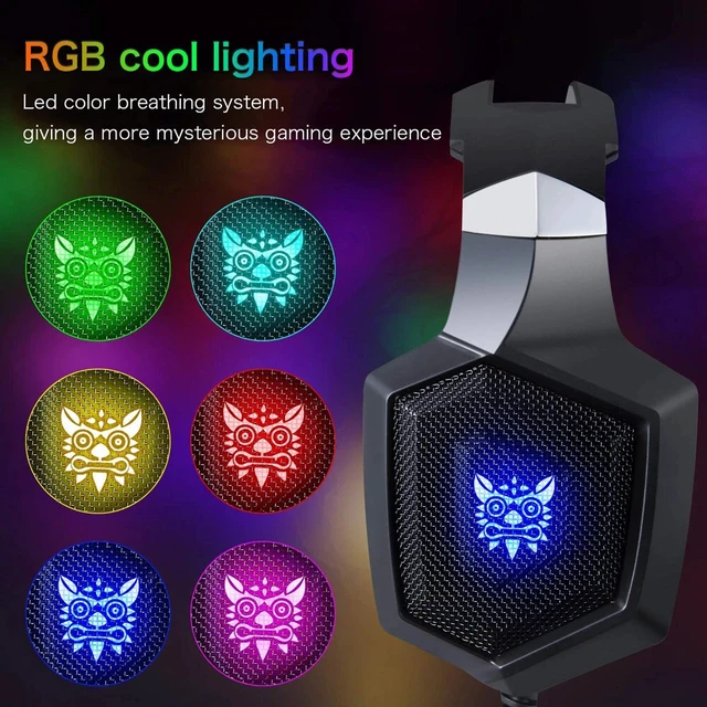 Alt view image 3 of 7 - Over Ear Gaming Headset with RGB Light 3.5mm Audio Jack