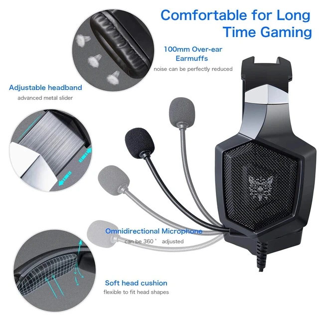Alt view image 4 of 7 - Over Ear Gaming Headset with RGB Light 3.5mm Audio Jack
