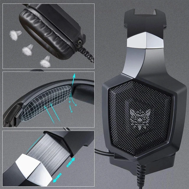 Alt view image 5 of 7 - Over Ear Gaming Headset with RGB Light 3.5mm Audio Jack