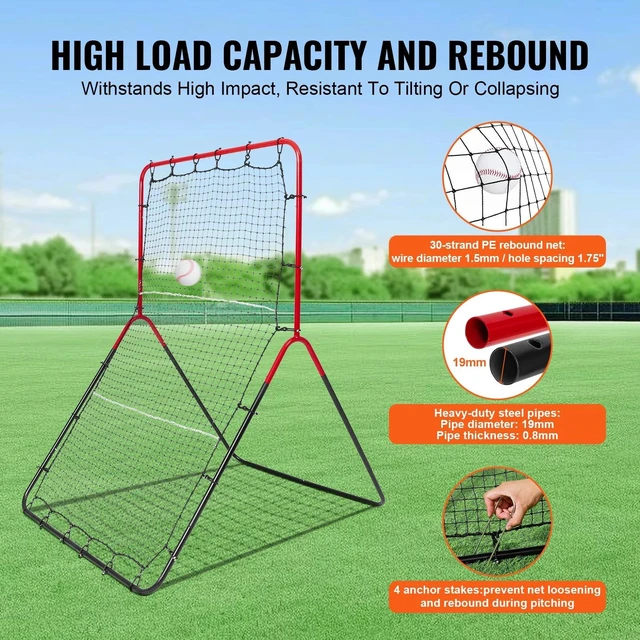 Alt view image 3 of 7 - Baseball And Softball Rebounder Net 3x4.5 ft PitchBack 3-Way Trainer