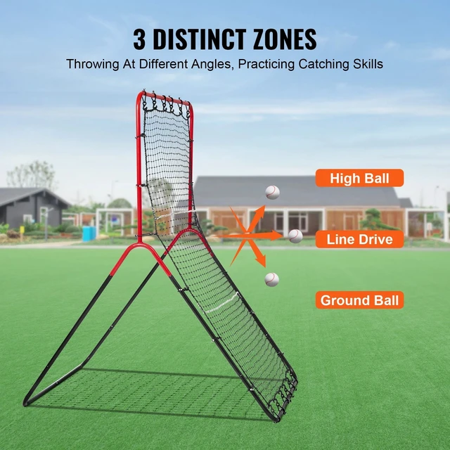 Alt view image 2 of 7 - Baseball And Softball Rebounder Net 3x4.5 ft PitchBack 3-Way Trainer