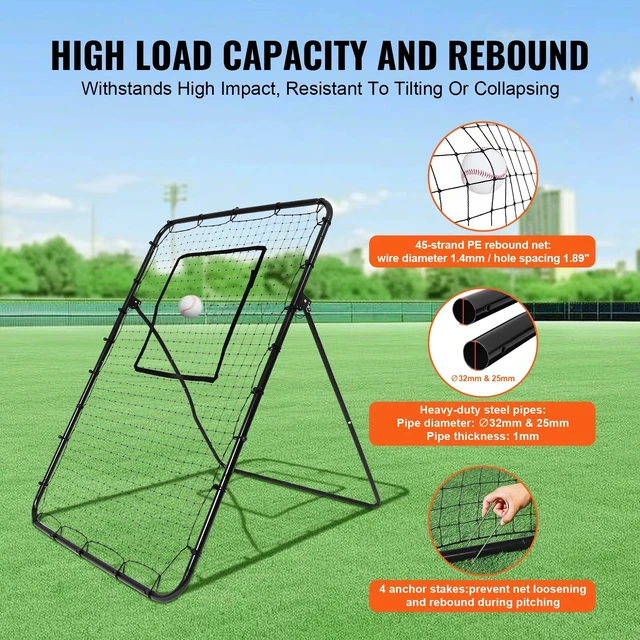Alt view image 3 of 7 - Baseball And Softball Rebounder Net 4x6 Ft PitchBack Adjustable Angles