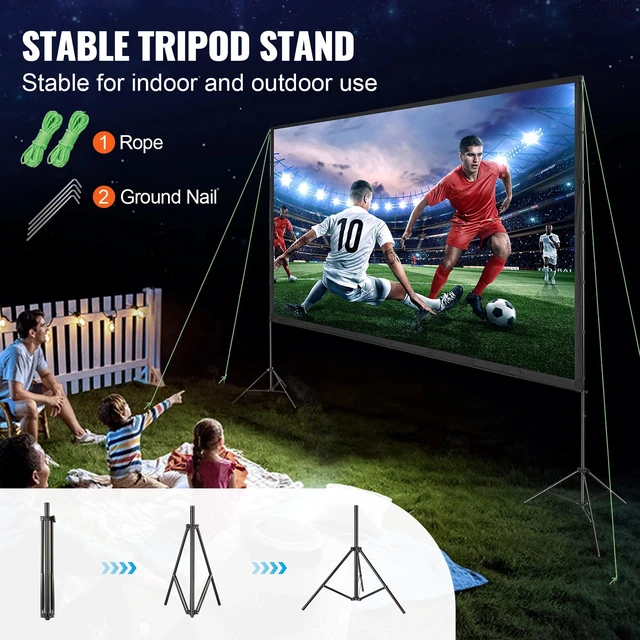 Alt view image 2 of 7 - Projector Screen with Stand 150 inch 16:9 4K 1080 HD Movie Screen Tripods