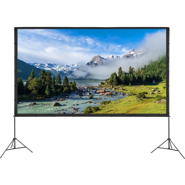 Alt view image 7 of 7 - Projector Screen with Stand 150 inch 16:9 4K 1080 HD Movie Screen Tripods