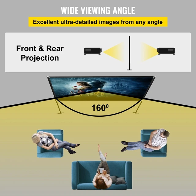 Alt view image 3 of 7 - Outdoor Movie Screen w/ Stand Portable Projector Screen 150" 16:9 HD 4K