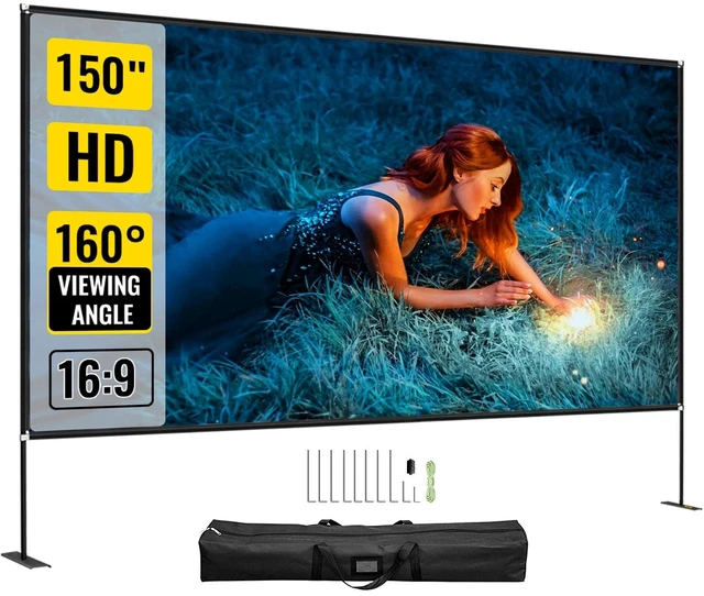 Main image of Outdoor Movie Screen w/ Stand Portable Projector Screen 150" 16:9 HD 4K