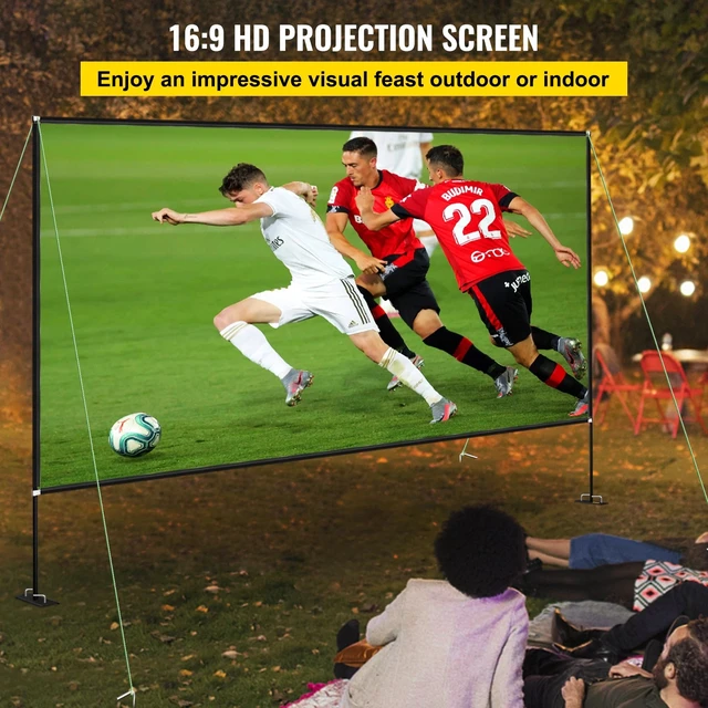 Alt view image 6 of 7 - Outdoor Movie Screen w/ Stand Portable Projector Screen 150" 16:9 HD 4K