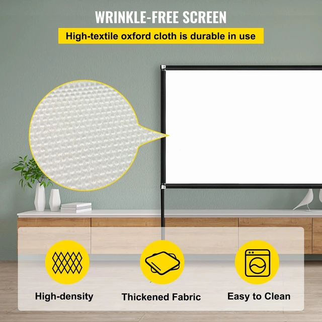 Alt view image 2 of 7 - Outdoor Movie Screen w/ Stand Portable Projector Screen 150" 16:9 HD 4K