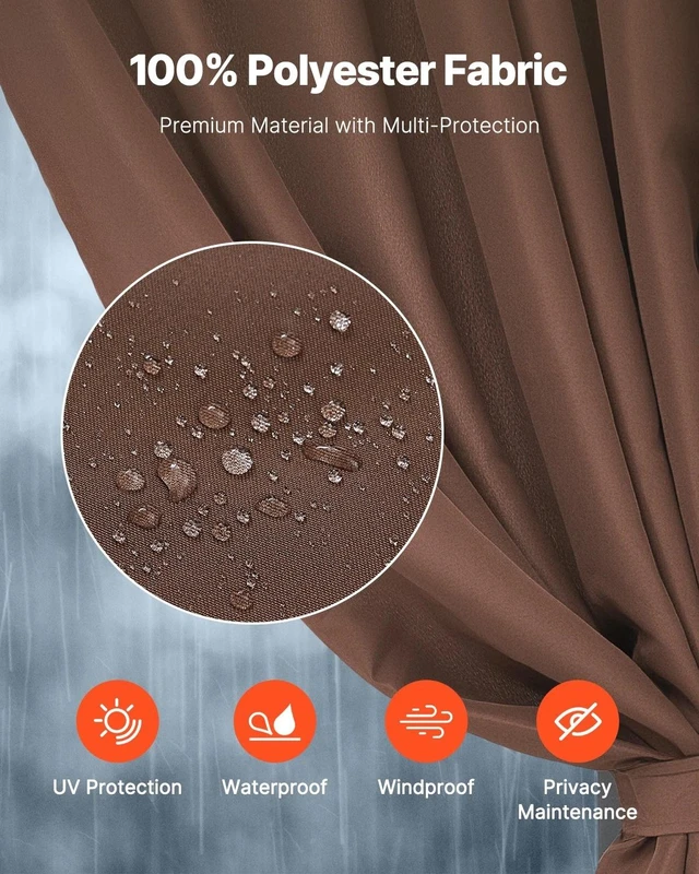Alt view image 2 of 7 - Gazebo Privacy Curtain 12' x 12' x 6.9' Waterproof Gazebo Curtains Coffee