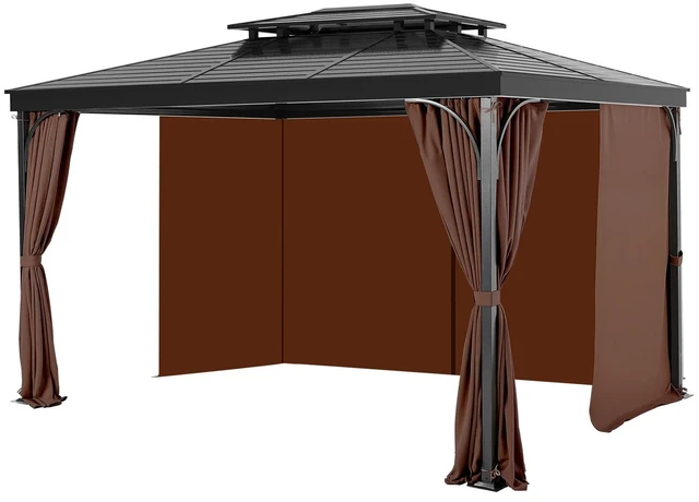 Main image of Gazebo Privacy Curtain 12' x 12' x 6.9' Waterproof Gazebo Curtains Coffee