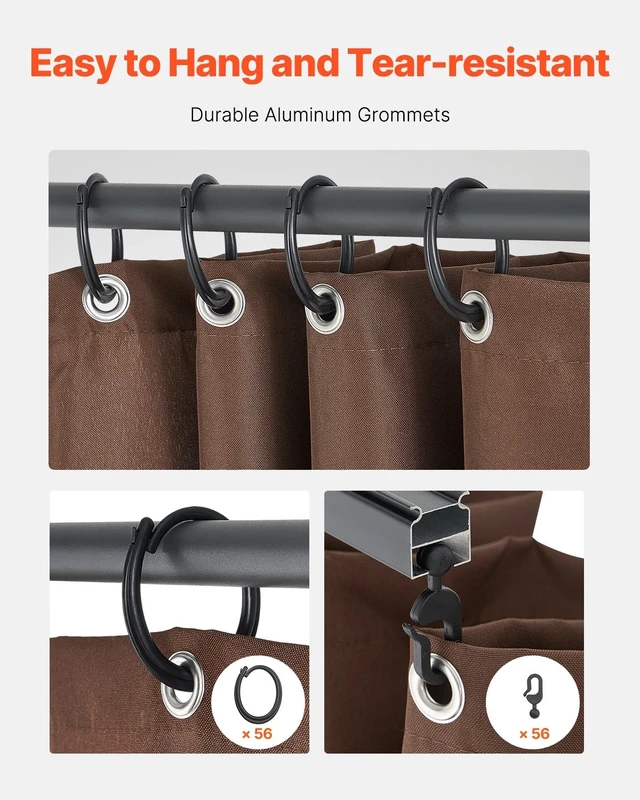 Alt view image 5 of 7 - Gazebo Privacy Curtain 12' x 12' x 6.9' Waterproof Gazebo Curtains Coffee