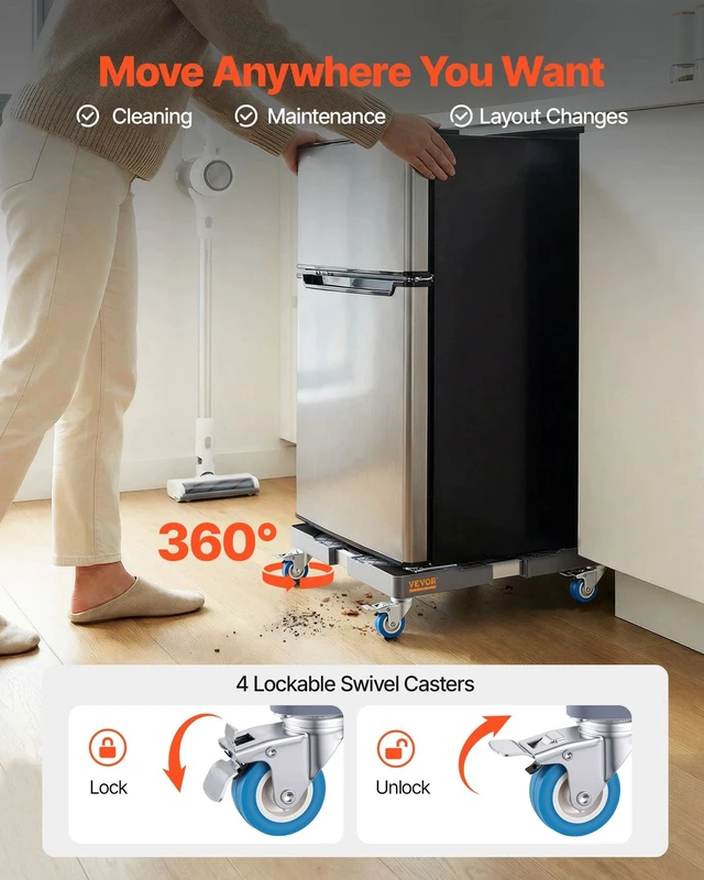 Alt view image 4 of 7 - Adjustable Washing Machine Stand Mini Fridge Stand 400 lbs Load 4 Wheels