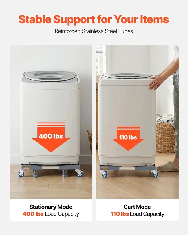 Alt view image 5 of 7 - Adjustable Washing Machine Stand Mini Fridge Stand 400 lbs Load 4 Wheels