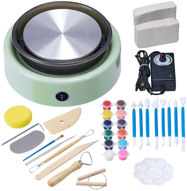 Main image of Mini Pottery Wheel Electric Clay Wheel for Kids 6 inch Turntable Green