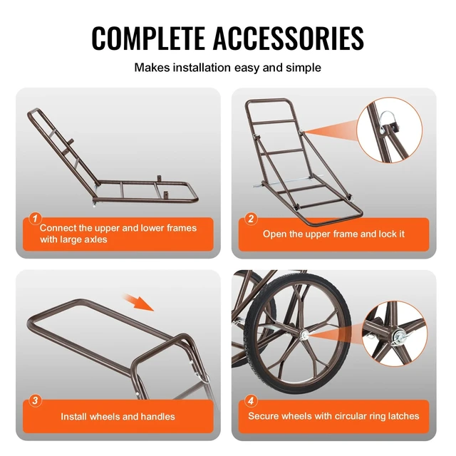 Alt view image 5 of 7 - Folding Deer Cart Game Hauler Utility Gear Dolly 500 LBS Capacity