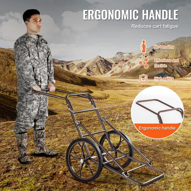 Alt view image 4 of 7 - Folding Deer Cart Game Hauler Utility Gear Dolly 500 LBS Capacity