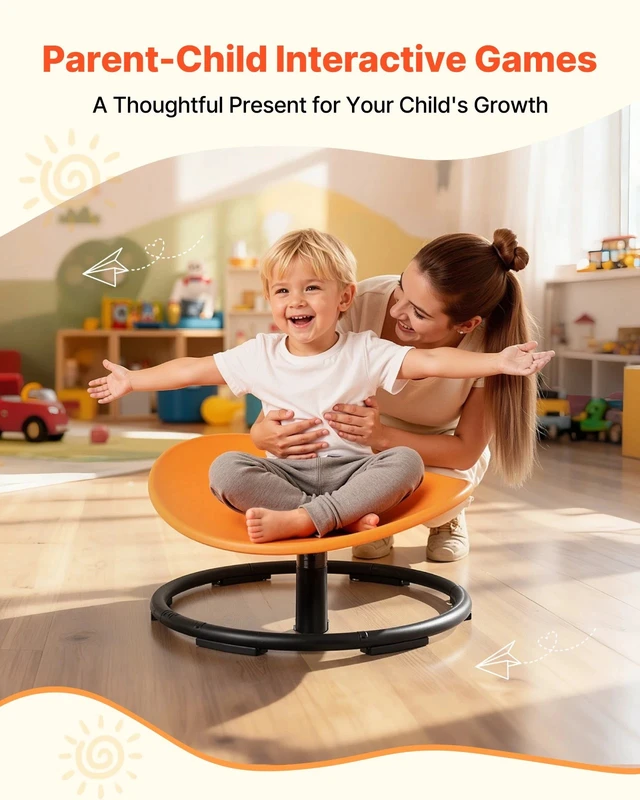 Alt view image 4 of 7 - Kids Swivel Chair 220 lbs Capacity Round Sensory Spinning Chair Orange