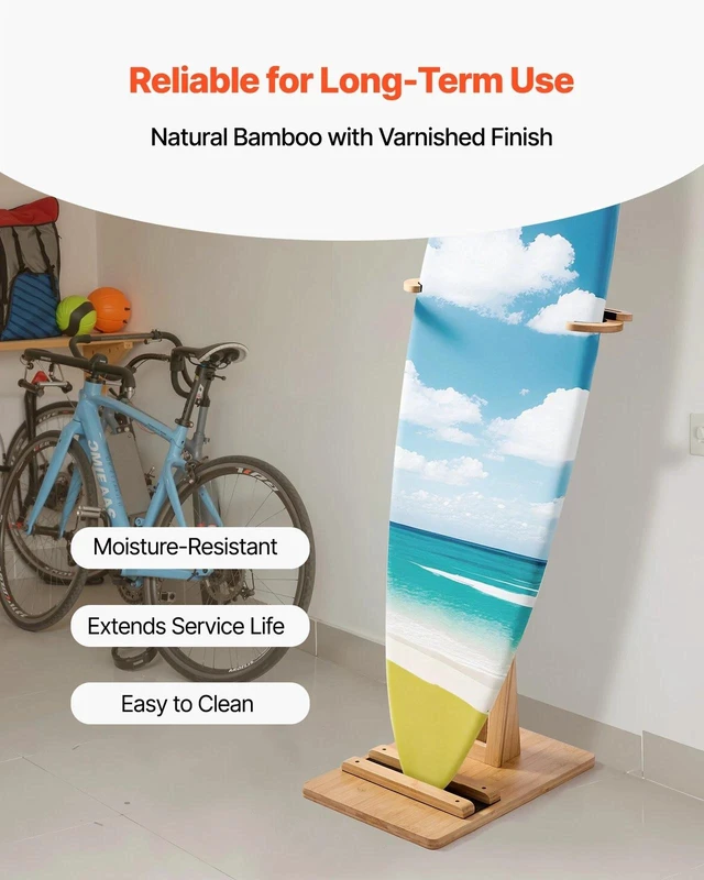 Alt view image 6 of 7 - Vertical Surfboard Stand Adjustable Wooden Rack for Storage and Display