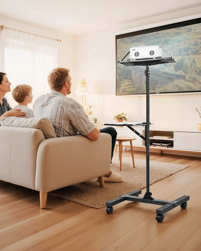 Alt view image 4 of 7 - Projector Stand 2 Shelves I-Beam Frame Projector Floor Stand for Meeting