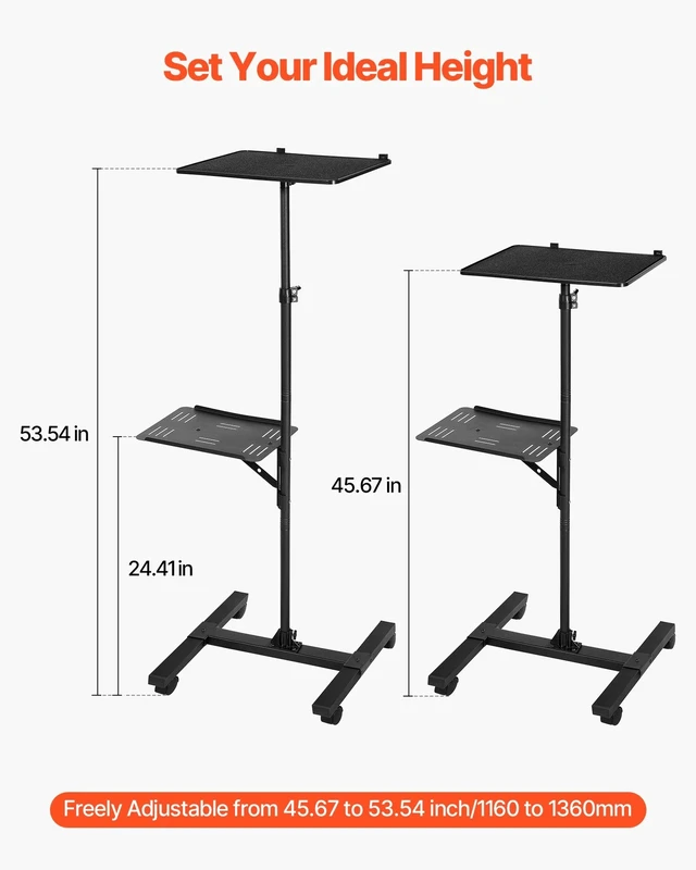 Alt view image 6 of 7 - Projector Stand 2 Shelves I-Beam Frame Projector Floor Stand for Meeting