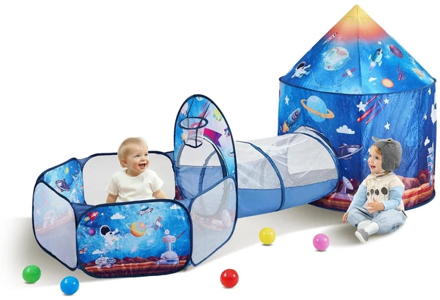 Main image of Gift for Toddler Boys & Girls, Blue Rocket Play Tent & Tunnels for Kids