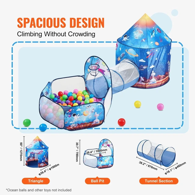 Alt view image 4 of 7 - Gift for Toddler Boys & Girls, Blue Rocket Play Tent & Tunnels for Kids