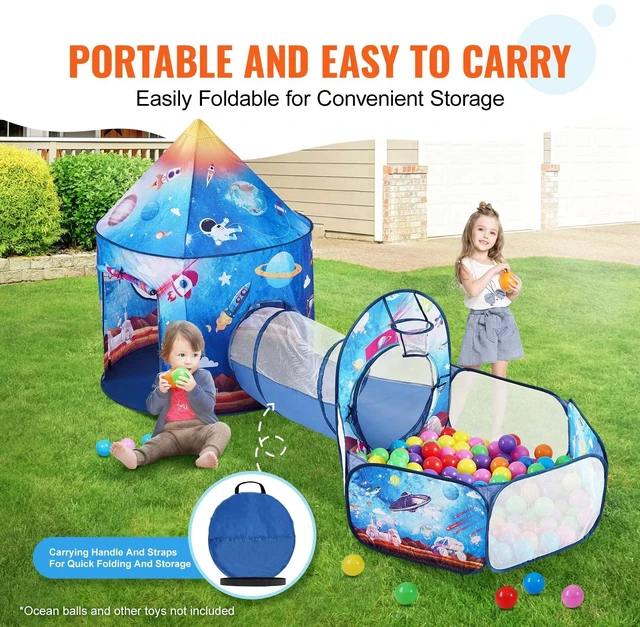 Alt view image 3 of 7 - Gift for Toddler Boys & Girls, Blue Rocket Play Tent & Tunnels for Kids