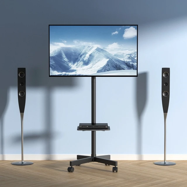 Alt view image 7 of 7 - Mobile TV Stand Mobile TV Cart for 23"-60" TVs with Wheels & A Tray