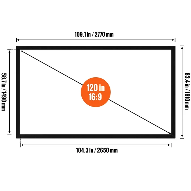 Alt view image 5 of 7 - 120" 16:9 Projector Screen Fixed Frame 4K HDTV Movie Theater 3D